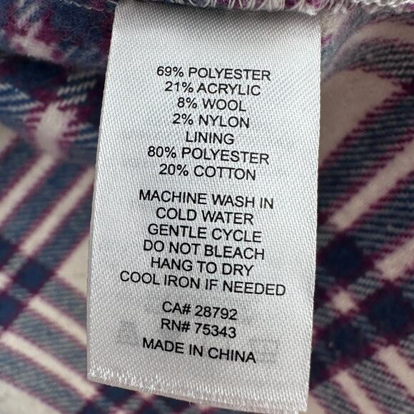 Joie Boyfriend Plaid Wool Blend Snap Front Shacket Jacket Womens XS - Picture 8 of 8